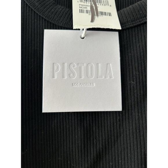 PISTOLA Scoop Neck Ribbed Noir Black Small Tank Top NWT - Picture 4 of 4